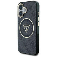 Guess IML Metal Glitter 4G Circle Triangle MagSafe Case for iPhone 16 - Black