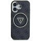 Guess IML Metal Glitter 4G Circle Triangle MagSafe Case for iPhone 16 - Black