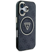 Guess IML Metal Glitter 4G Circle Triangle MagSafe Case for iPhone 16 - Black