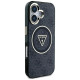 Guess IML Metal Glitter 4G Circle Triangle MagSafe Case for iPhone 16 - Black