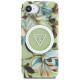 Guess IML Metal Glitter Flowers Triangle MagSafe iPhone 16e Case - Green
