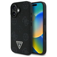 Guess Grained Hot Stamp Peony Triangle Logo MagSafe Case for iPhone 16 - Black