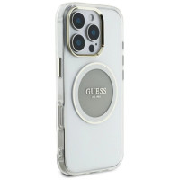 Guess IML Metal Colored Circle Classic Logo MagSafe case for iPhone 16 Pro Max - gray