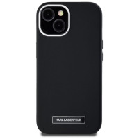 Karl Lagerfeld FW Metal Plate MagSafe iPhone 15 Case - Black