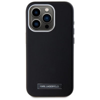Karl Lagerfeld FW Metal Plate MagSafe iPhone 15 Pro Max Case - Black