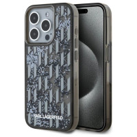 Karl Lagerfeld Liquide Glitter Monogram Gradient iPhone 15 Pro Max Case - Black