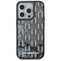 Karl Lagerfeld Liquide Glitter Monogram Gradient iPhone 15 Pro Max Case - Black