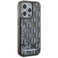 Karl Lagerfeld Liquide Glitter Monogram Gradient iPhone 15 Pro Max Case - Black