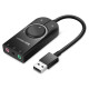 Ugreen external sound card music adapter USB - 3.5 mm mini jack with volume control 15 cm black (40964)
