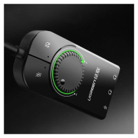 Ugreen external sound card music adapter USB - 3.5 mm mini jack with volume control 15 cm black (40964)