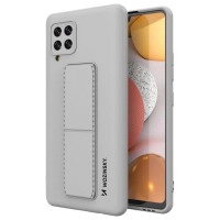 Wozinsky Kickstand Case Silicone Stand Cover for Samsung Galaxy A42 5G Gray