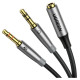 Ugreen AUX splitter cable 3.5 mm mini jack (female) - 2x 3.5 mm mini jack (male - microphone and headphones) silver (AV193 50255)