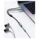Ugreen AUX splitter cable 3.5 mm mini jack (female) - 2x 3.5 mm mini jack (male - microphone and headphones) silver (AV193 50255)