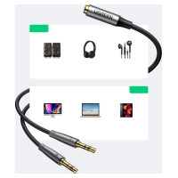 Ugreen AUX splitter cable 3.5 mm mini jack (female) - 2x 3.5 mm mini jack (male - microphone and headphones) silver (AV193 50255)