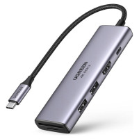 Ugreen 6in1 Multifunctional USB Type C HUB - 2x USB 3.2 Gen 1 / HDMI 4K 60Hz / SD and TF Card Reader / USB Type C PD 100W Gray (60384 CM511)