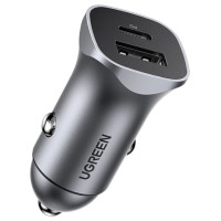 Ugreen Car Charger USB Type C / USB 24W Power Delivery Quick Charge Gray (30780)