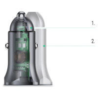 Ugreen Car Charger USB Type C / USB 24W Power Delivery Quick Charge Gray (30780)