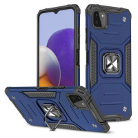 Wozinsky Ring Armor Case Kickstand Tough Rugged Cover for Samsung Galaxy A22 4G blue