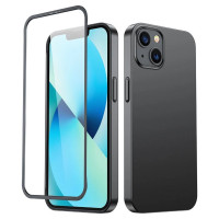 Joyroom 360 Full Case front and back cover for iPhone 13 + tempered glass screen protector black (JR-BP927 black)