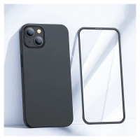 Joyroom 360 Full Case front and back cover for iPhone 13 + tempered glass screen protector black (JR-BP927 black)