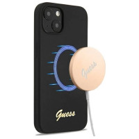 Guess GUHMP13MLSLMGBK iPhone 13 6.1" black/black hardcase Silicone Script Gold Logo Magsafe