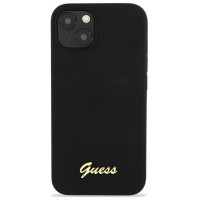 Guess GUHMP13MLSLMGBK iPhone 13 6.1" black/black hardcase Silicone Script Gold Logo Magsafe