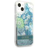 Guess GUHCP13MLFLSN iPhone 13 6.1" green/green hardcase Flower Liquid Glitter