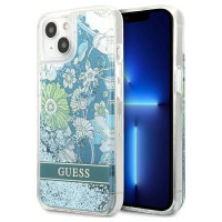 Guess GUHCP13SLFLSN iPhone 13 mini 5.4" green/green hardcase Flower Liquid Glitter