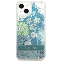 Guess GUHCP13SLFLSN iPhone 13 mini 5.4" green/green hardcase Flower Liquid Glitter