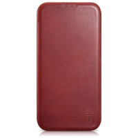 Icarer CE Oil Wax Premium Leather Folio Case iPhone 14 Plus Magnetic Flip Leather Folio Case MagSafe Red (AKI14220707-RD)