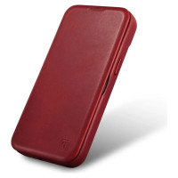 Icarer CE Oil Wax Premium Leather Folio Case iPhone 14 Plus Magnetic Flip Leather Folio Case MagSafe Red (AKI14220707-RD)