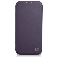Icarer CE Premium Leather Folio Case iPhone 14 Plus Magnetic Flip Leather Folio Case MagSafe Dark Purple (WMI14220715-DP)