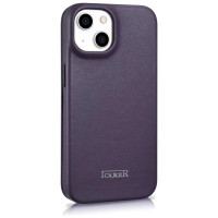 Icarer CE Premium Leather Folio Case iPhone 14 Plus Magnetic Flip Leather Folio Case MagSafe Dark Purple (WMI14220715-DP)