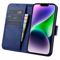 Icarer Wallet Case 2in1 Cover iPhone 14 Plus Anti-RFID Leather Flip Case Blue (WMI14220727-BU)