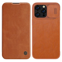 Nillkin Qin Leather Pro Case iPhone 14 Pro Max Camera Cover Holster Cover Flip Case Brown