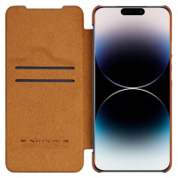 Nillkin Qin Leather Pro Case iPhone 14 Pro Max Camera Cover Holster Cover Flip Case Brown