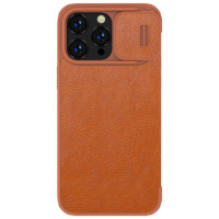 Nillkin Qin Leather Pro Case iPhone 14 Pro Max Camera Cover Holster Cover Flip Case Brown