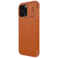 Nillkin Qin Leather Pro Case iPhone 14 Pro Max Camera Cover Holster Cover Flip Case Brown