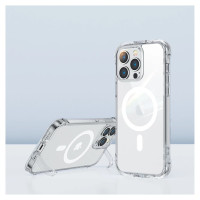 Joyroom Magnetic Defender Magnetic Case for iPhone 14 Plus Armored Case with Hooks Stand Clear (MagSafe Compatible)