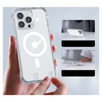 Joyroom Magnetic Defender Magnetic Case for iPhone 14 Plus Armored Case with Hooks Stand Clear (MagSafe Compatible)