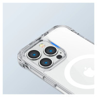 Joyroom Magnetic Defender Magnetic Case for iPhone 14 Plus Armored Case with Hooks Stand Clear (MagSafe Compatible)