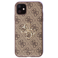 Guess case for iPhone 11 / XR from the 4G Big Metal Logo series - brown