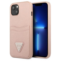 Guess GUHCP13SPSATPP iPhone 13 mini 5,4 "pink / pink hardcase SaffianoTriangle Logo Cardslot