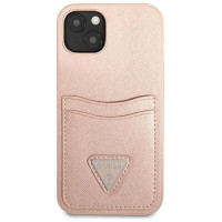 Guess GUHCP13SPSATPP iPhone 13 mini 5,4 "pink / pink hardcase SaffianoTriangle Logo Cardslot