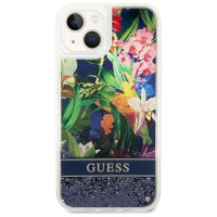 Guess GUHCP14MLFLSB iPhone 14 Plus 6.7 "blue / blue hardcase Flower Liquid Glitter