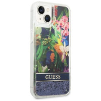 Guess GUHCP14MLFLSB iPhone 14 Plus 6.7 "blue / blue hardcase Flower Liquid Glitter