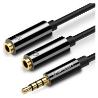 Ugreen cable cable headphone splitter mini jack 3.5 mm - 2 x mini jack 3.5 mm (microphone + stereo output) black (AV141)