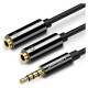 Ugreen cable cable headphone splitter mini jack 3.5 mm - 2 x mini jack 3.5 mm (microphone + stereo output) black (AV141)