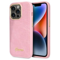 Guess Croco Collection case for iPhone 14 Pro - pink