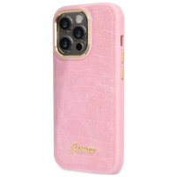 Guess Croco Collection case for iPhone 14 Pro - pink